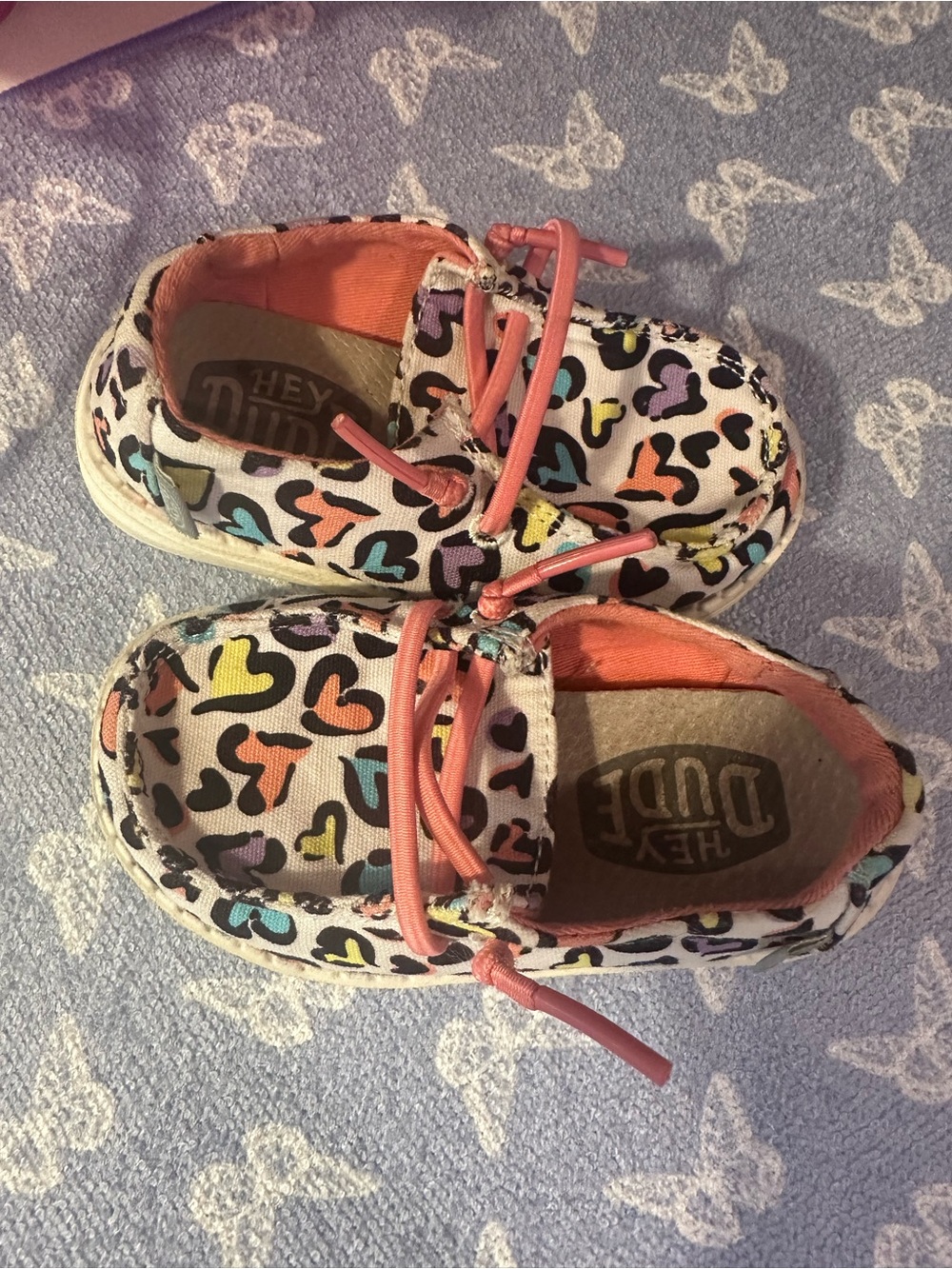 Hey Dude Kids Coral Laces Multi Heart Print Slip-On Shoes